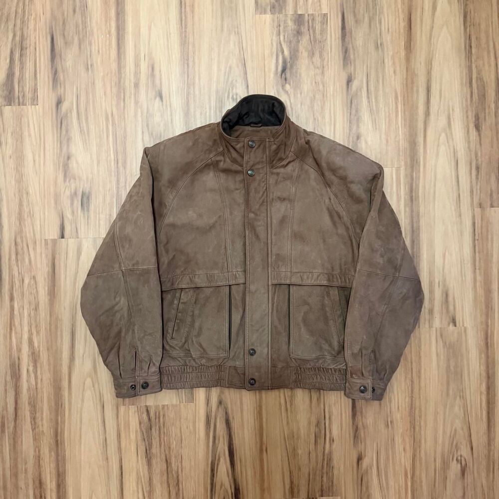 Wilson Adventure Bound Vintage Mens Brown Suede Leather Bomber Zip Jacket Size M